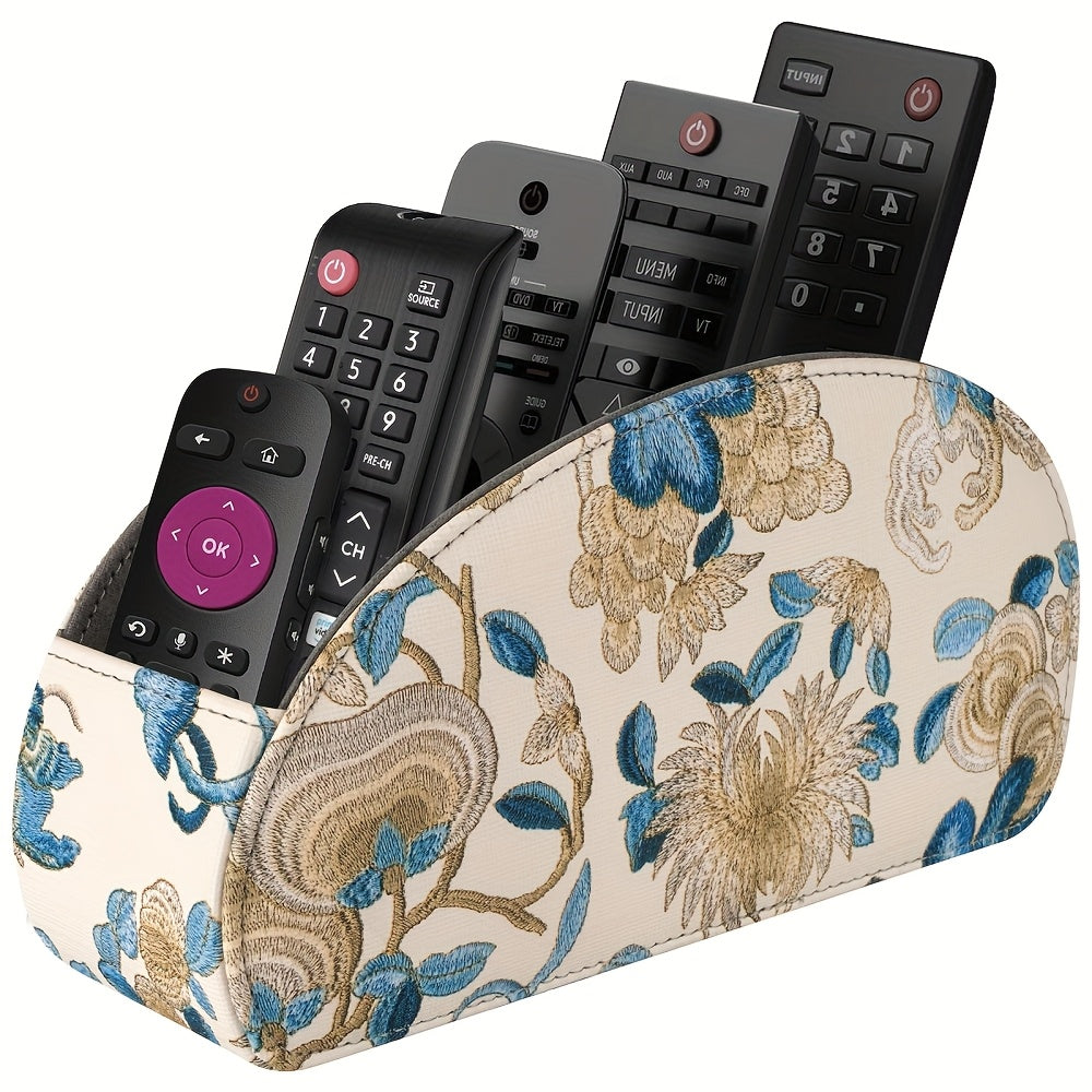 Multicolor Leather Remote Holder - 5 Compartment TV Organizer