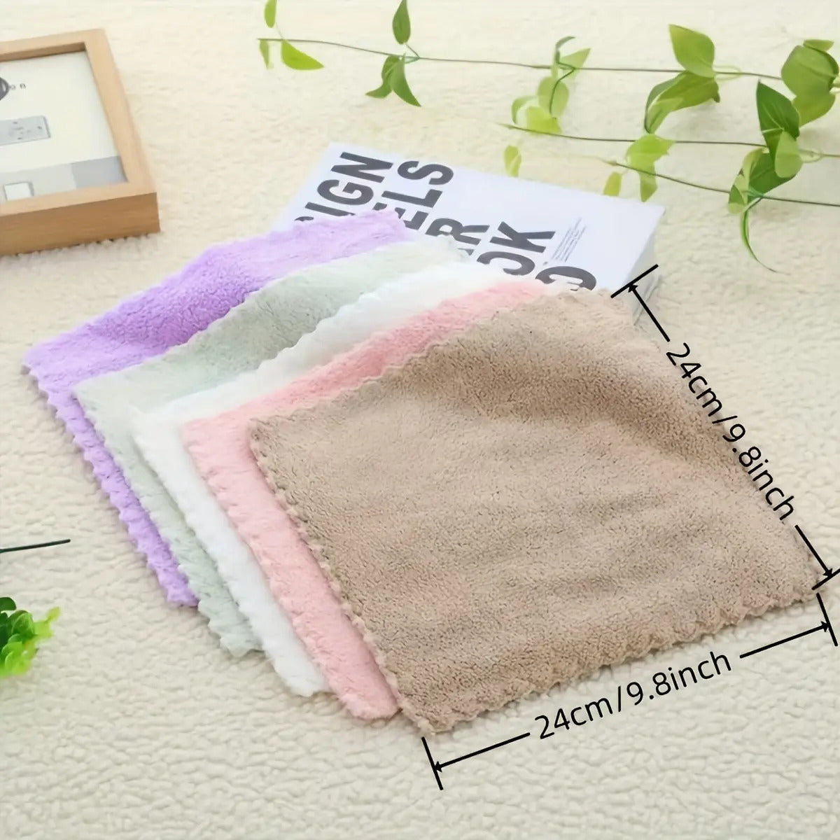 20pcs Solid Color Washcloth Set – Soft, Absorbent Small Towels for Home & Bathroom, 9.8" x 9.8"