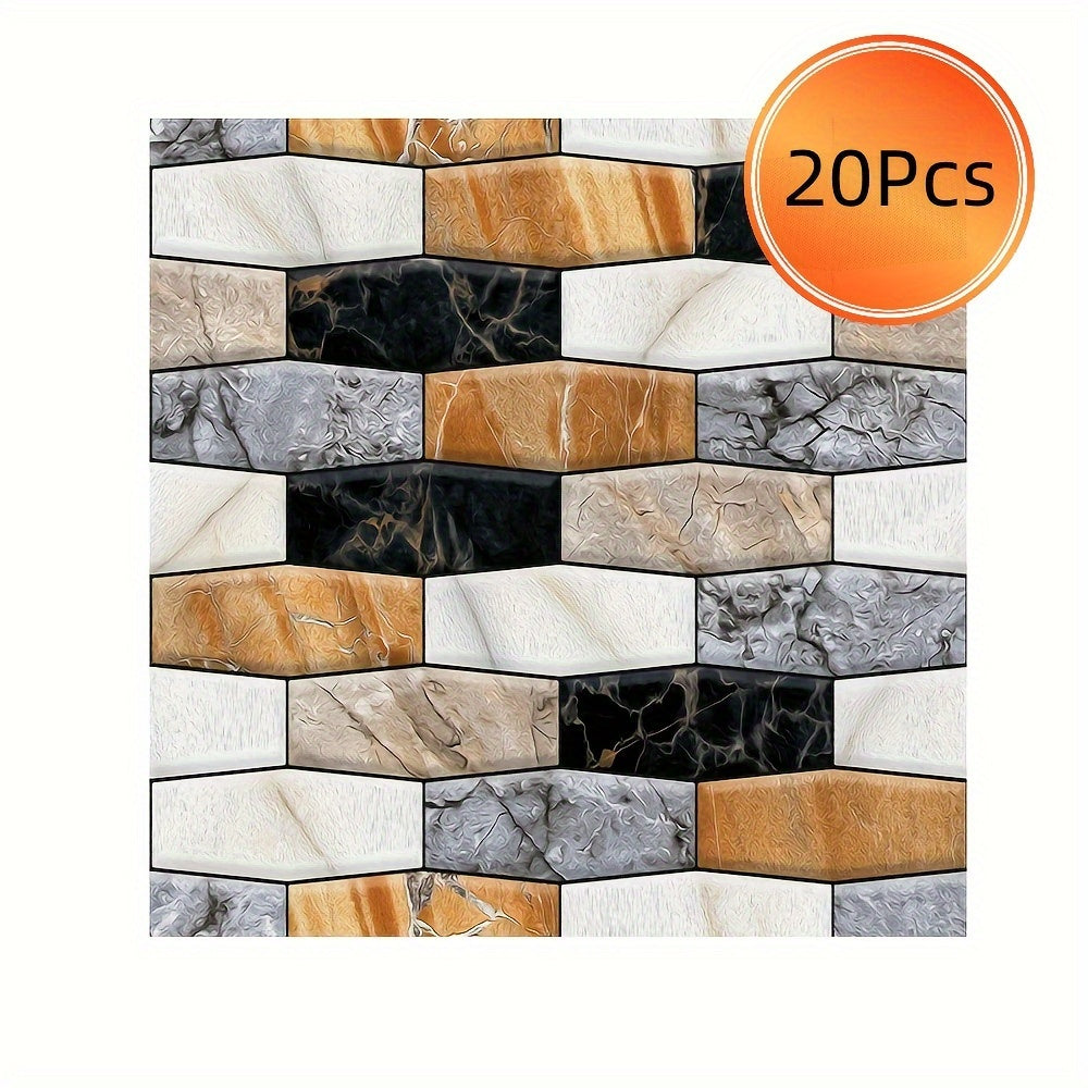Self-Adhesive 3D Tile Wall Stickers - Waterproof PVC Peel & Stick Wallpaper for Kitchen Backsplash, Bathroom & Cupboard Makeover