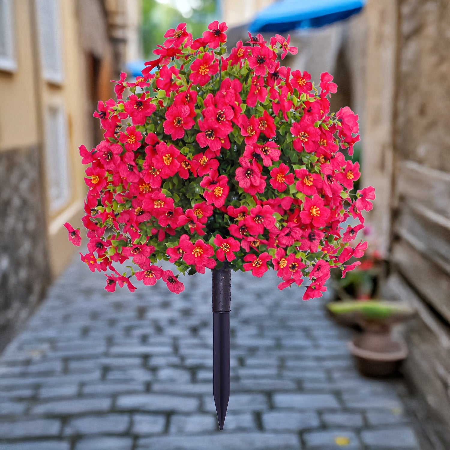 1/2pcs Artificial Daisy & Eucalyptus Plug-In Flowers with Ground Spikes – UV-Resistant Outdoor/Indoor Floral Decor
