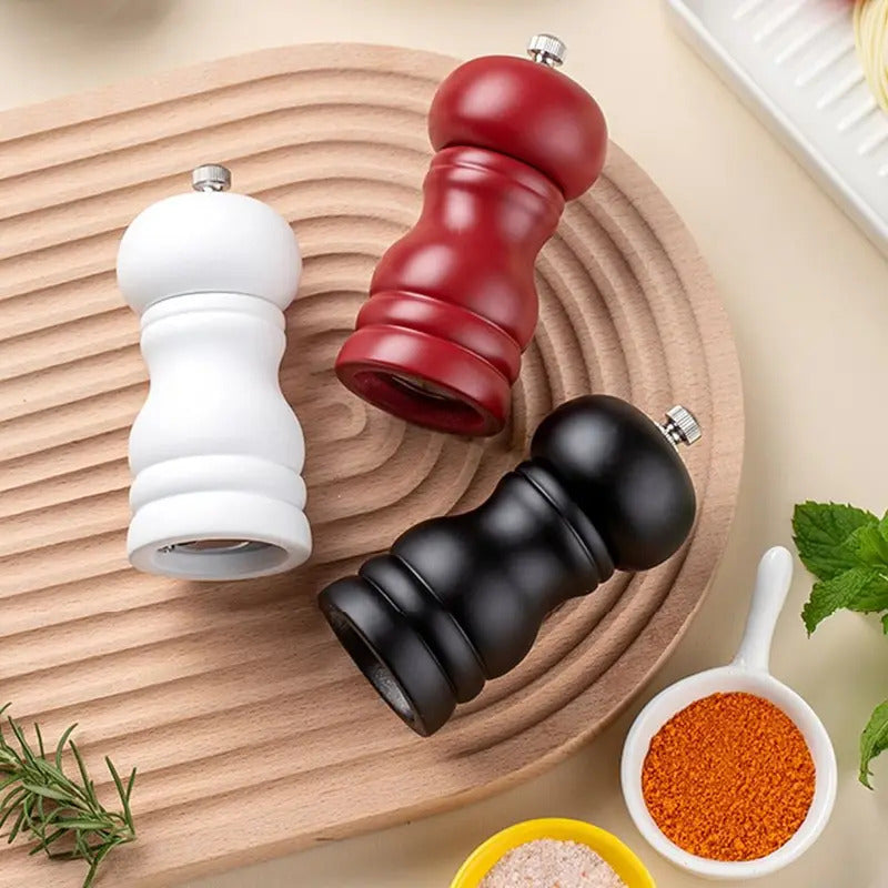 Premium Wooden Salt & Pepper Grinder Set - Handcrafted Manual Spice Mill with Adjustable Coarseness