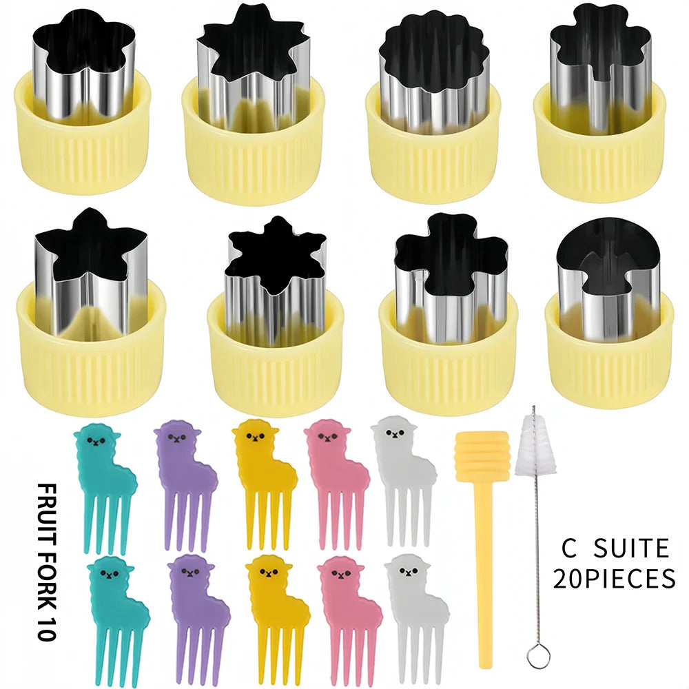 20PCS Stainless Steel Fruit & Vegetable Cutter Set - Star/Heart Cookie Embossing Molds