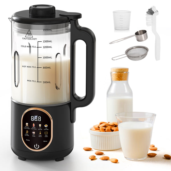 50oz Nut Milk Maker 10 in 1 Automatic Plant Based Almond Milk Maker with Delay Start Boil Water Keep Warm Auto Clean
