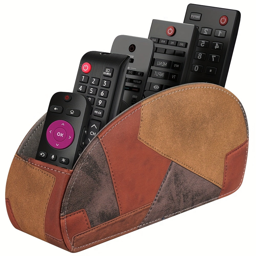 Multicolor Leather Remote Holder - 5 Compartment TV Organizer