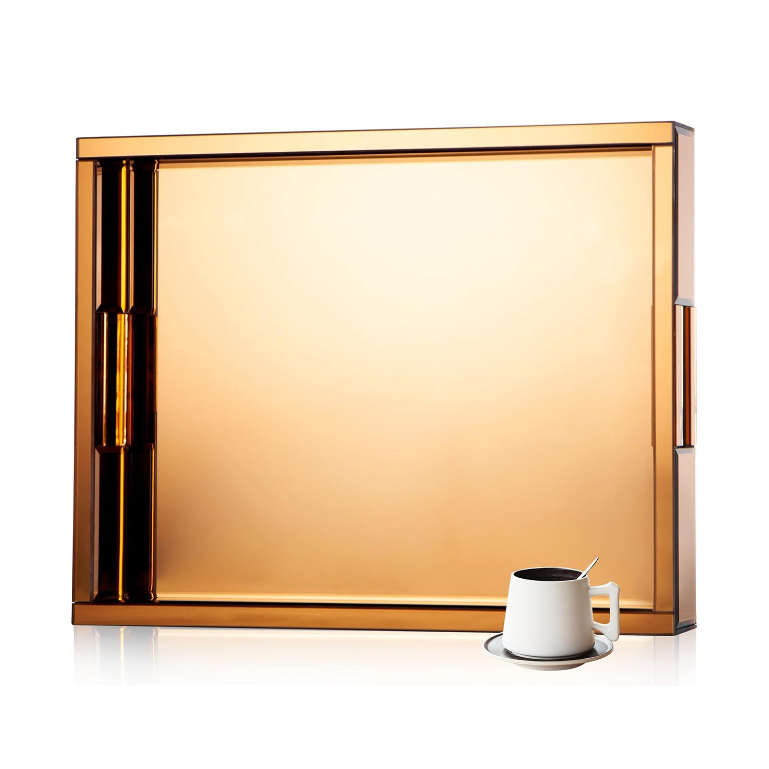 Large Rectangle Ottoman Trays Mirrored Durable Serving Trays with Handles Vanity Organizer Tray for Sofa Coffee Table