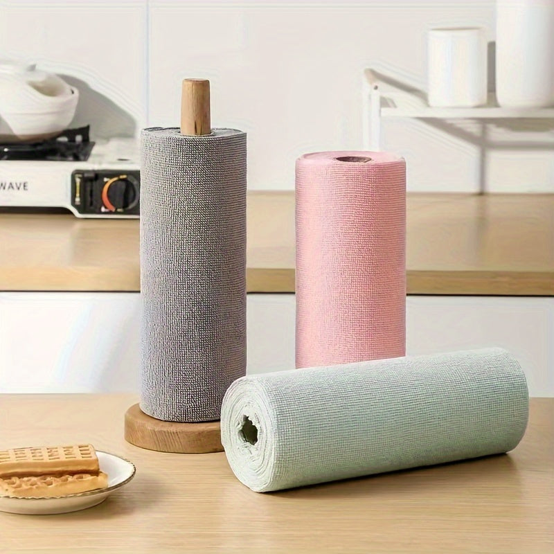 30pcs Reusable Microfiber Cleaning Cloth Roll – Absorbent, Lint-Free, Multipurpose Kitchen & Home Towels