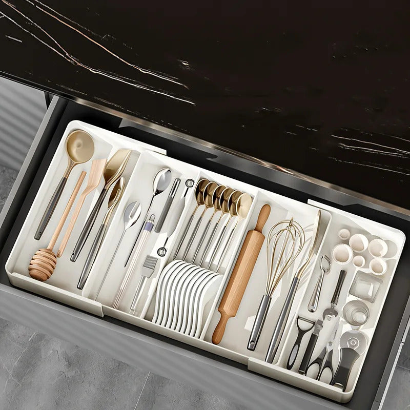 Versatile Adjustable Organizer Set - Multi-Space Storage Solution for Desk, Kitchen, Coffee Bar & Office