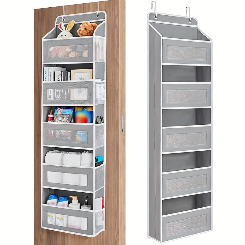 5-Shelf Hanging Door Organizer - Anti-Tilt Behind Door Storage with Large Capacity Pockets