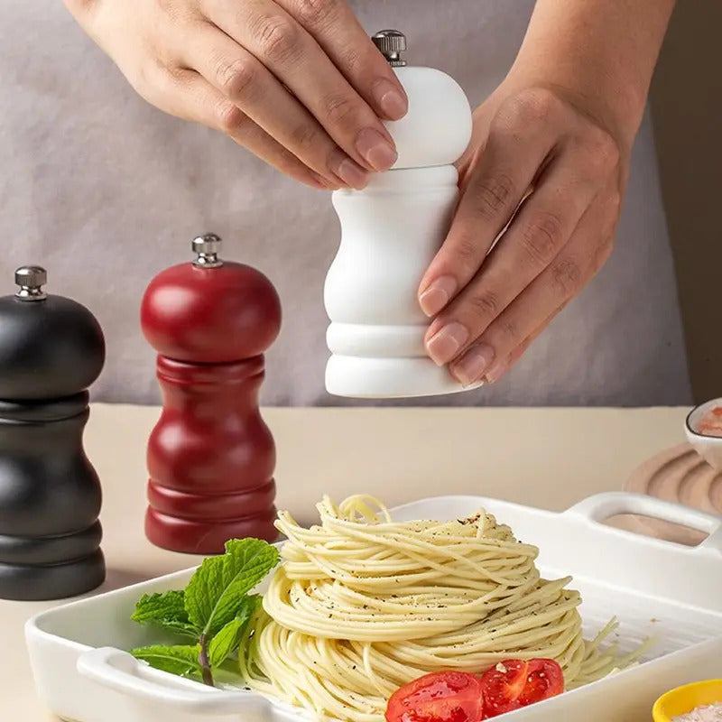 Premium Wooden Salt & Pepper Grinder Set - Handcrafted Manual Spice Mill with Adjustable Coarseness