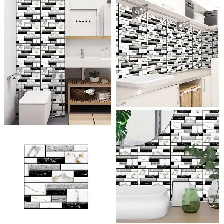 Self-Adhesive 3D Tile Wall Stickers - Waterproof PVC Peel & Stick Wallpaper for Kitchen Backsplash, Bathroom & Cupboard Makeover