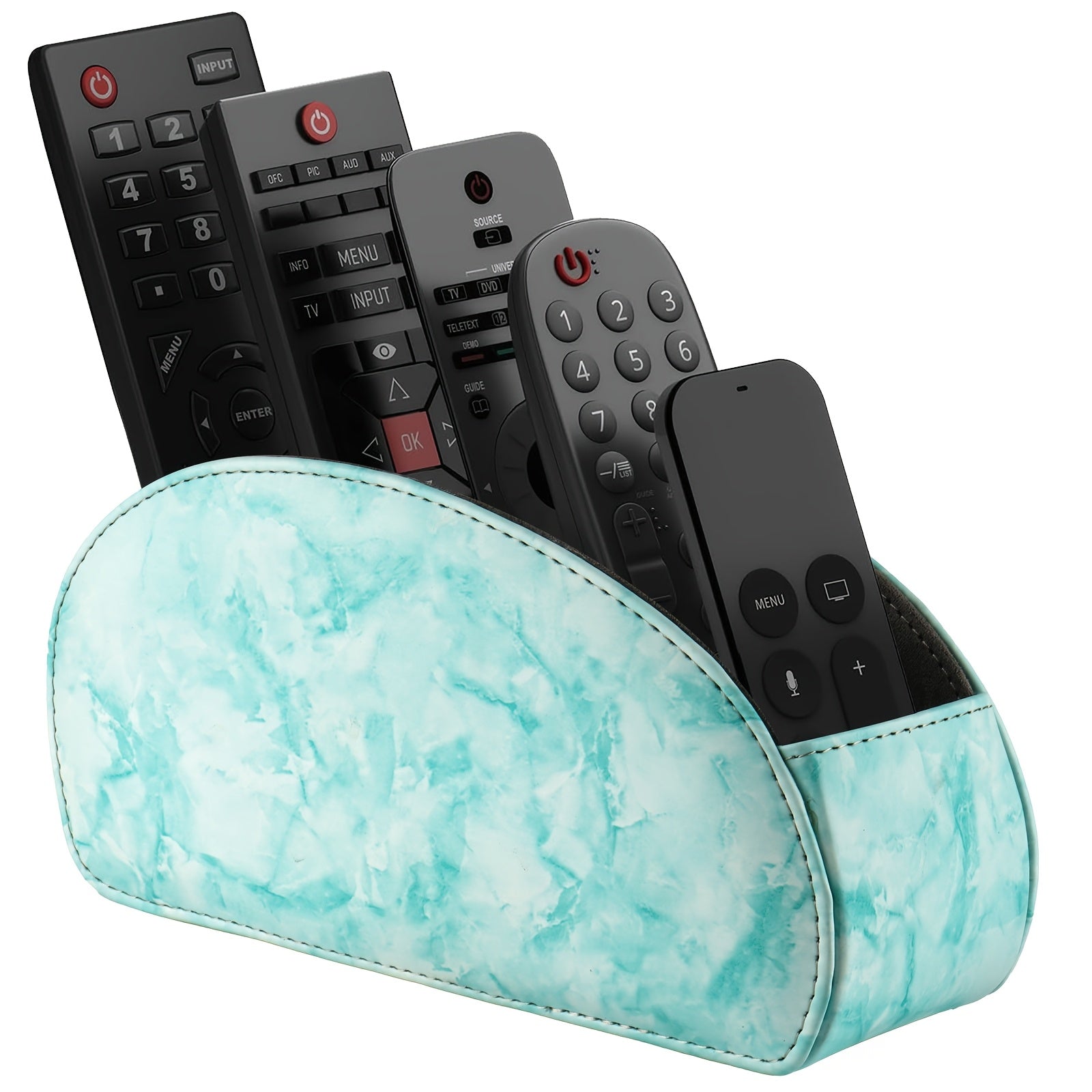 Multicolor Leather Remote Holder - 5 Compartment TV Organizer