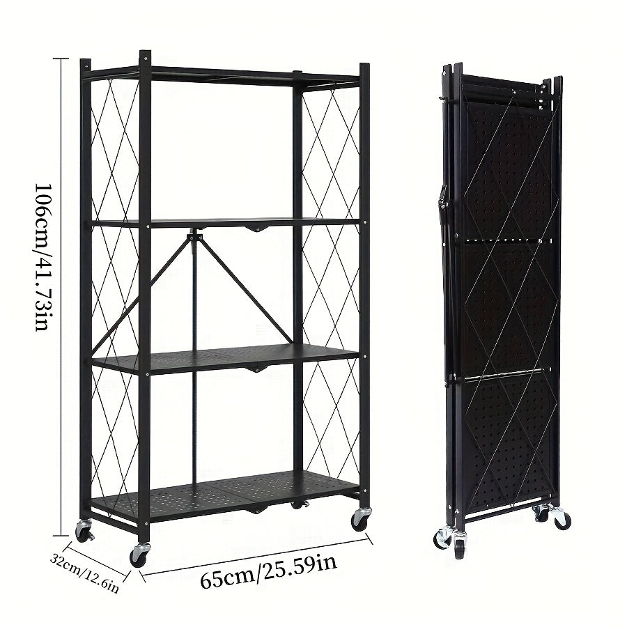 Rolling Metal Storage Rack - 3/4/5 Tier Adjustable Shelving