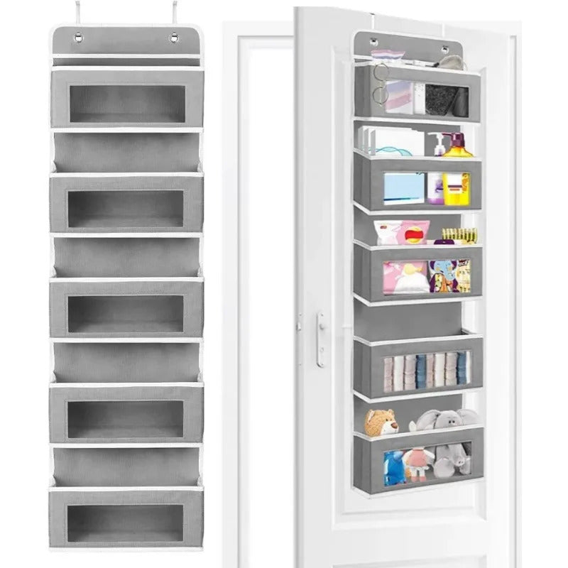 5-shelf hanging door organizer with anti-tilt design showing large capacity storage pockets