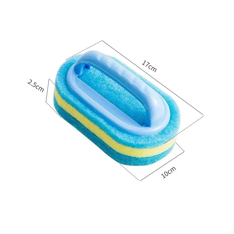 Magic Sponge Cleaning Brush with Handle - Multi-Surface Scrubber for Kitchen, Bathroom & Windows