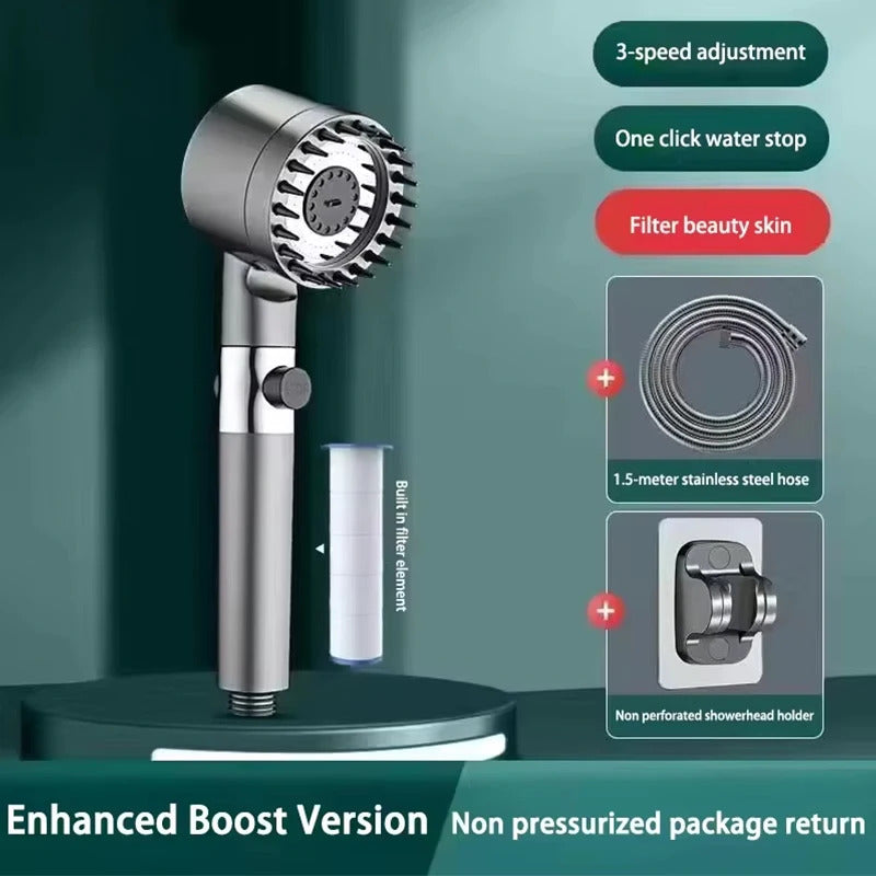 3-Mode High Pressure Filtered Shower Head - Rainfall, Massage & Mist Settings with Chlorine Filter