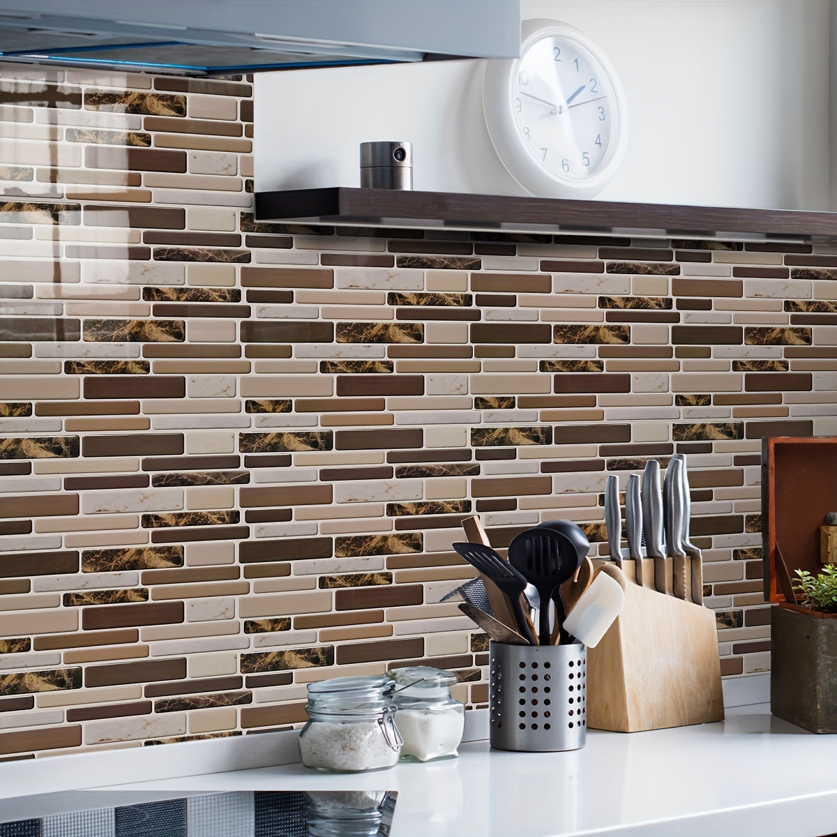 Marble Vinyl Backsplash Stickers 40pcs - Self-Adhesive Kitchen Wall Tiles 9.84x4.72in