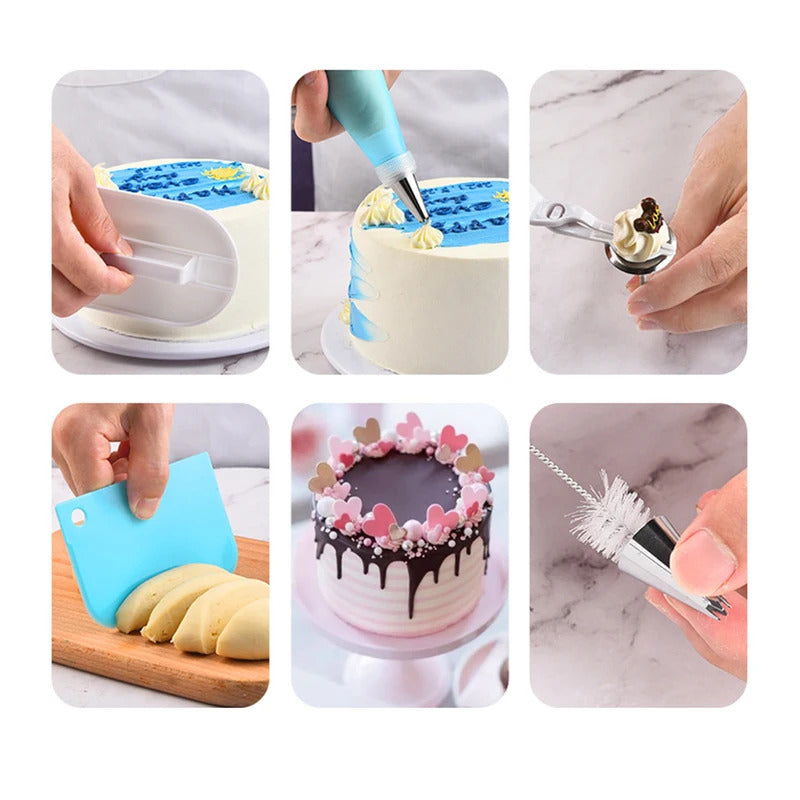 Professional Silicone Piping Bags & Stainless Steel Tips Set - Reusable Cake Decorating Kit