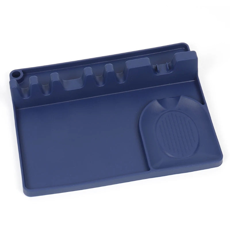 2-in-1 Silicone Spoon Holder with Drip Pad - 5-Slot Utensil Rest for Stove Top, Anti-Drip & Space-Saving Design