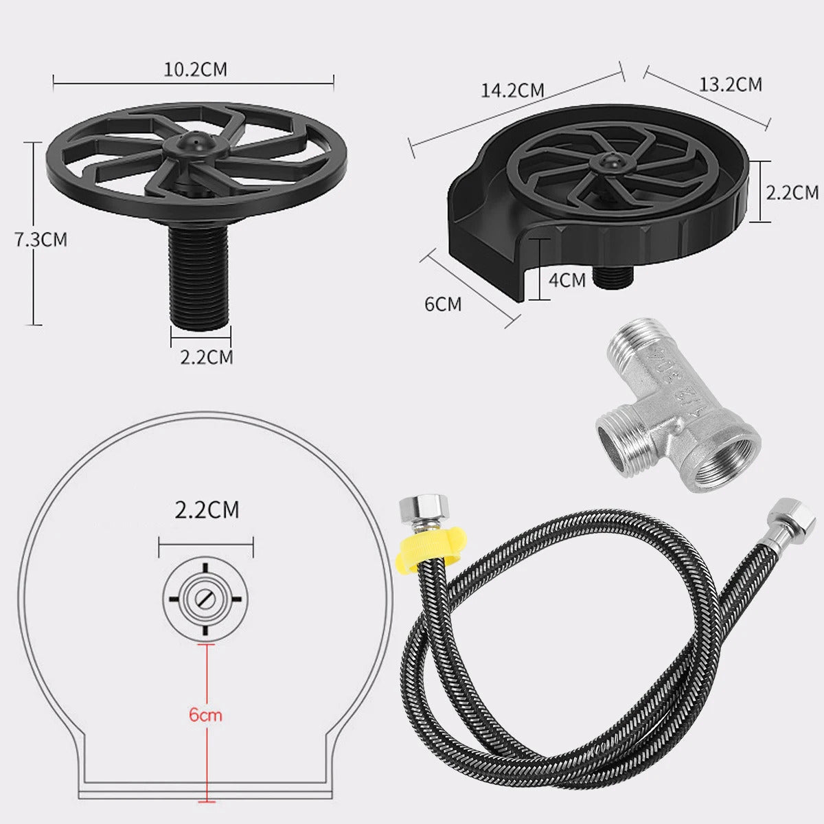 Stainless Steel Automatic Faucet Glass Rinser - Bottle Washer with Tee Connector & Water Pipe, Ideal Coffee Cup Cleaner