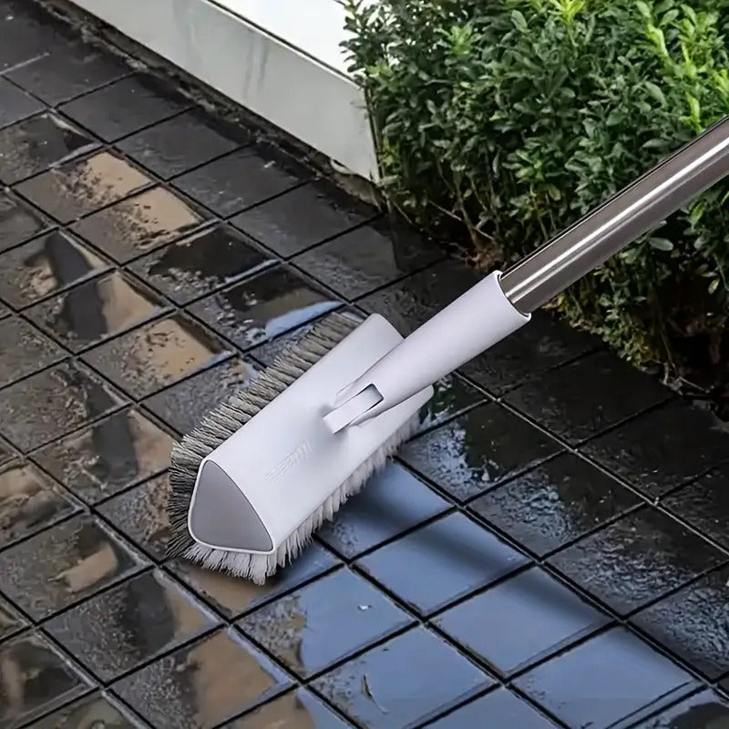 52.3" Extendable Stainless Steel Scrubbing Brush – 180° Rotating Dual-Sided Bristles for Pool, Deck, Patio, Bathroom & Kitchen Cleaning