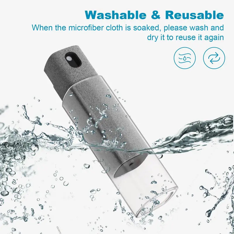 2-in-1 Microfiber Screen Cleaner Set - Spray Bottle & Cloth for Phone, iPad, Computer & Glasses