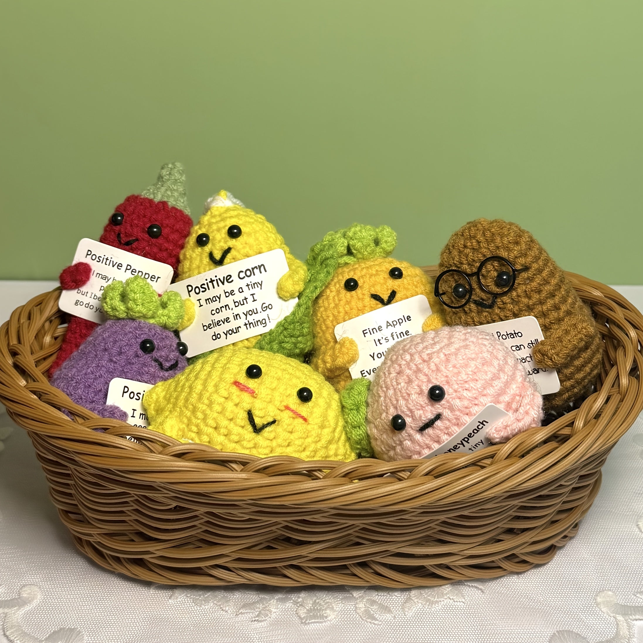 Handmade Emotional Support Crochet Dolls Set - 20 Positive Animal Flowers with Motivational Cards - Perfect Gift for Teacher Appreciation, Graduation, Birthday & Christmas