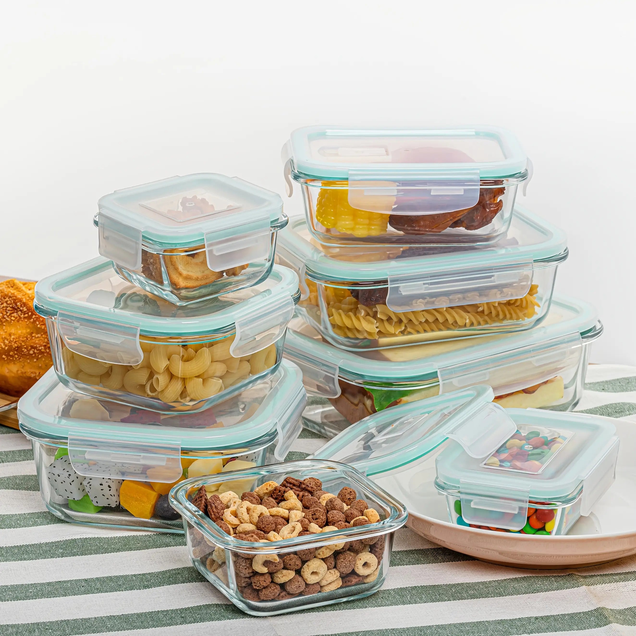 8-Pack Premium Glass Food Storage Containers with Airtight Lids – Leak-Proof, Microwave, Oven, Freezer & Dishwasher Safe – BPA-Free, Stain-Resistant, Easy to Clean – Ideal for Meal Prep & Bento Lunch