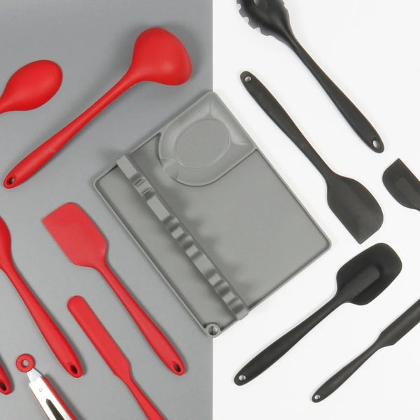 2-in-1 Silicone Spoon Holder with Drip Pad - 5-Slot Utensil Rest for Stove Top, Anti-Drip & Space-Saving Design