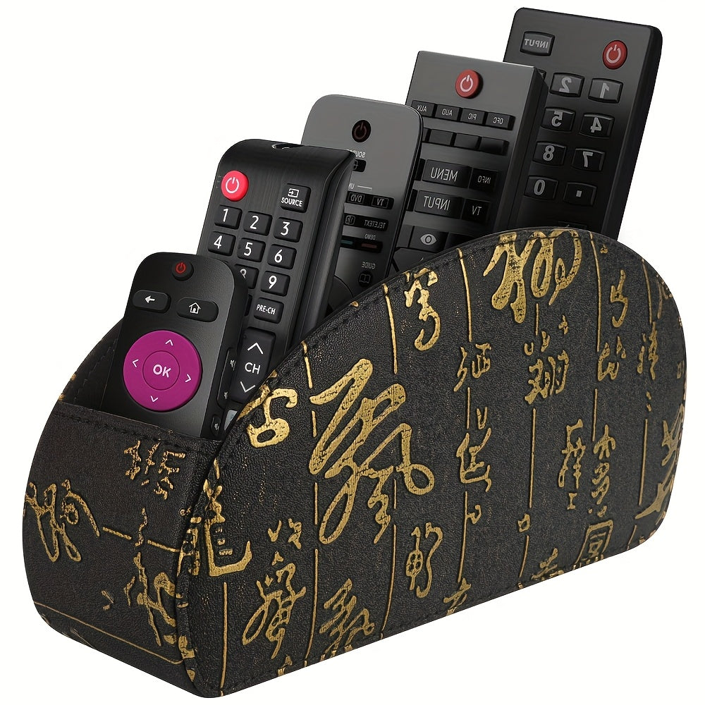 Multicolor Leather Remote Holder - 5 Compartment TV Organizer