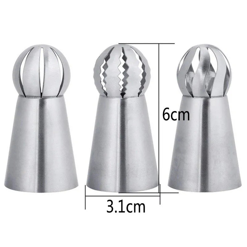 3Pcs Professional Stainless Steel Pastry Tips Set - Icing Nozzles for Cupcake, Cake Decorating & Puff Baking