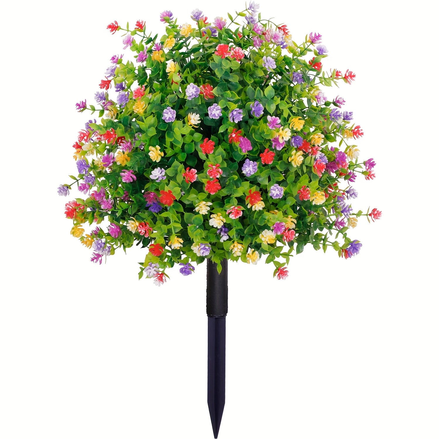 1/2pcs Artificial Daisy & Eucalyptus Plug-In Flowers with Ground Spikes – UV-Resistant Outdoor/Indoor Floral Decor