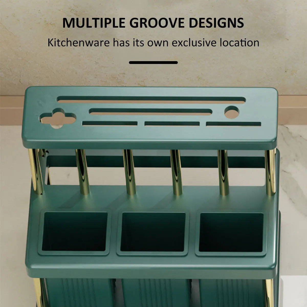 New PP Space-Saving Kitchen Knife Holder - Multi-Function Cutter & Cutlery Drainer Rack for Organized Storage