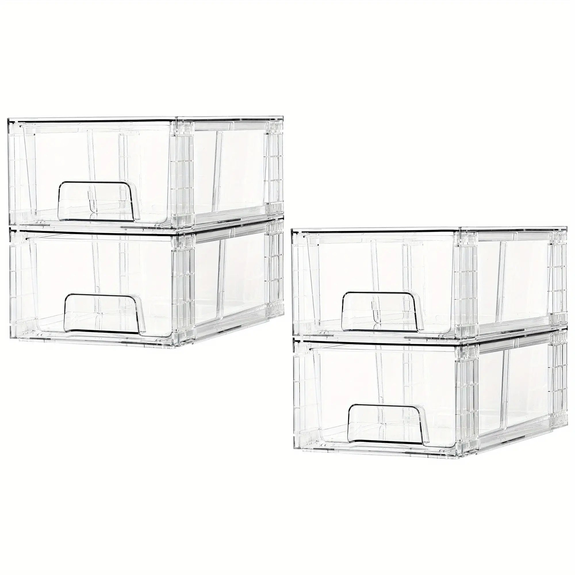 Clear Acrylic Food Storage Drawers with Handles - Stackable Refrigerator & Pantry Organizer Bins (4/6/8/10/12 Pack Options)