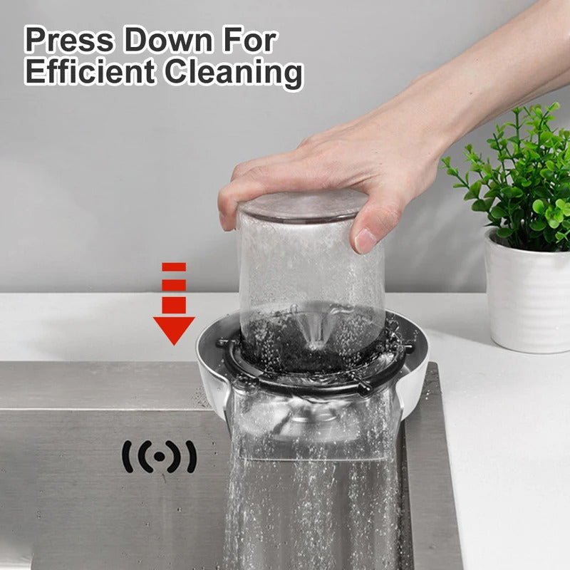 Stainless Steel Automatic Faucet Glass Rinser - Bottle Washer with Tee Connector & Water Pipe, Ideal Coffee Cup Cleaner
