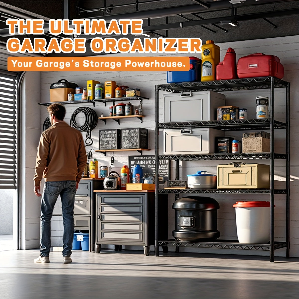 2000 lbs Heavy-Duty Steel Storage Shelving Unit – Multi-Tier Utility Wire Rack for Home, Kitchen, Office & Garage