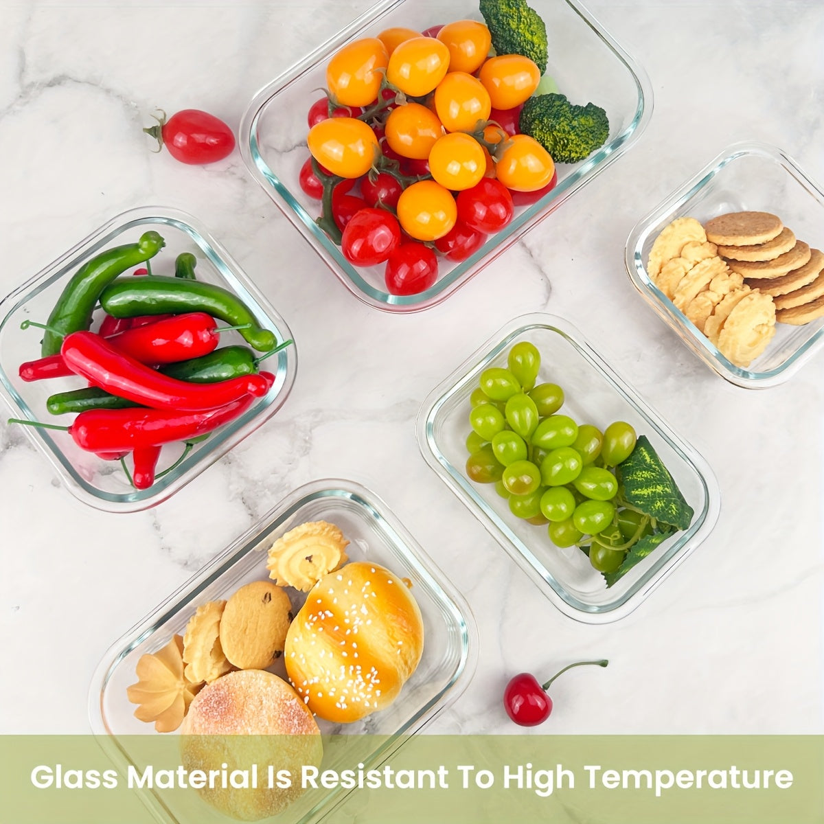 8-Pack Premium Glass Food Storage Containers with Airtight Lids – Leak-Proof, Microwave, Oven, Freezer & Dishwasher Safe – BPA-Free, Stain-Resistant, Easy to Clean – Ideal for Meal Prep & Bento Lunch