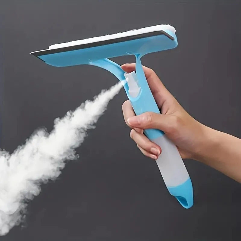 3-in-1 Glass Cleaning Tool - Multi-Function Window Scraper with Spray Bottle & Squeegee
