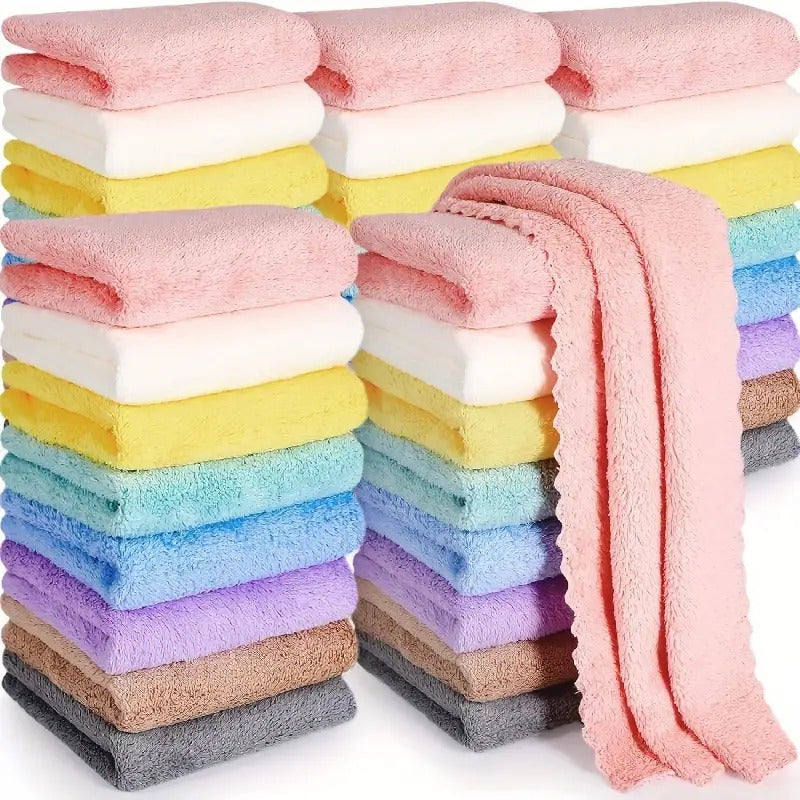 20pcs Solid Color Washcloth Set – Soft, Absorbent Small Towels for Home & Bathroom, 9.8" x 9.8"