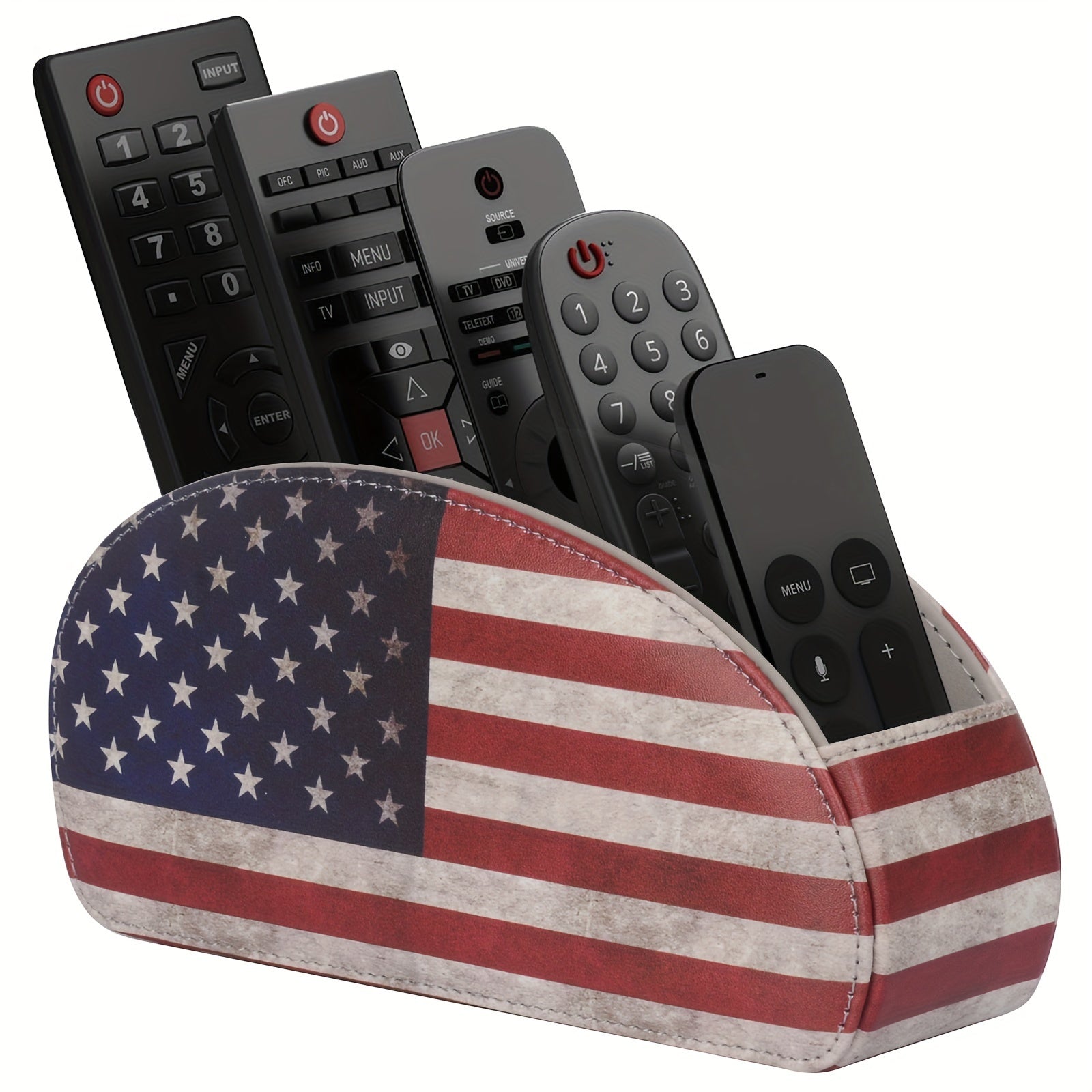 Multicolor Leather Remote Holder - 5 Compartment TV Organizer