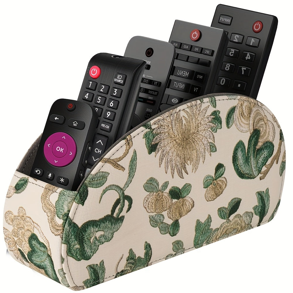 Multicolor Leather Remote Holder - 5 Compartment TV Organizer