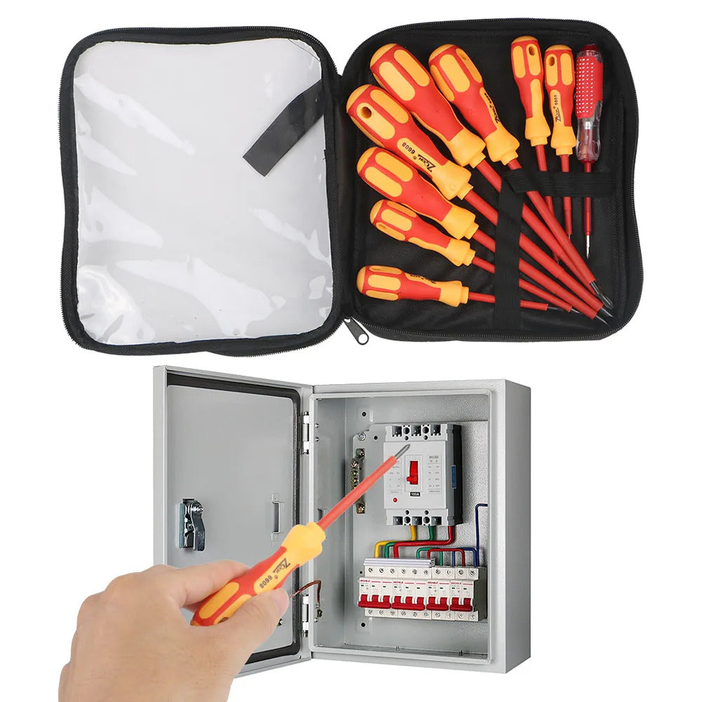 Professional Insulated Magnetic Screwdriver Set - Phillips & Slotted Bits for Electricians, Multifunctional Hand Tools