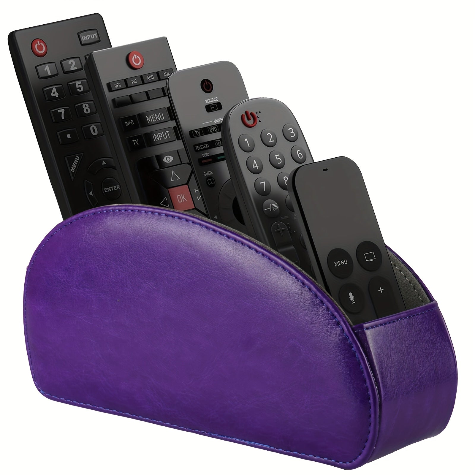 Multicolor Leather Remote Holder - 5 Compartment TV Organizer