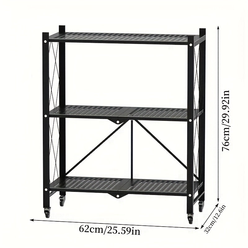 Rolling Metal Storage Rack - 3/4/5 Tier Adjustable Shelving