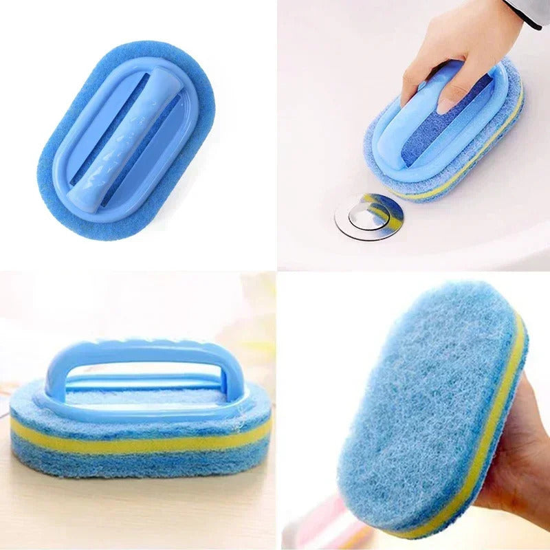 Magic Sponge Cleaning Brush with Handle - Multi-Surface Scrubber for Kitchen, Bathroom & Windows