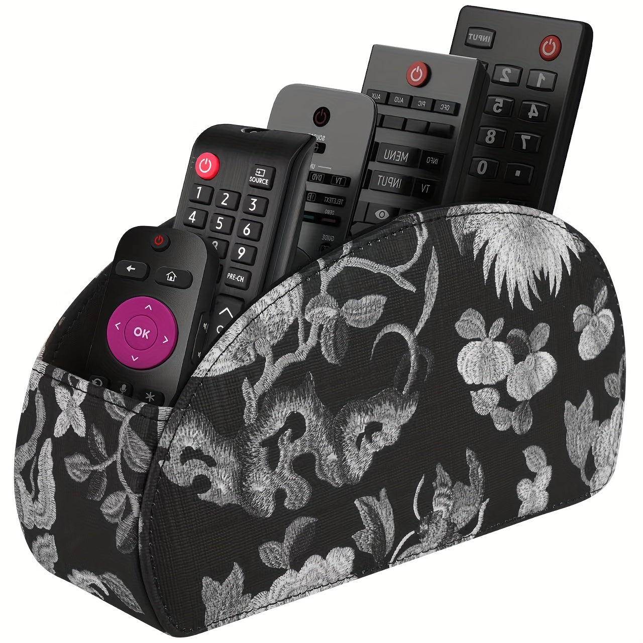 Multicolor Leather Remote Holder - 5 Compartment TV Organizer