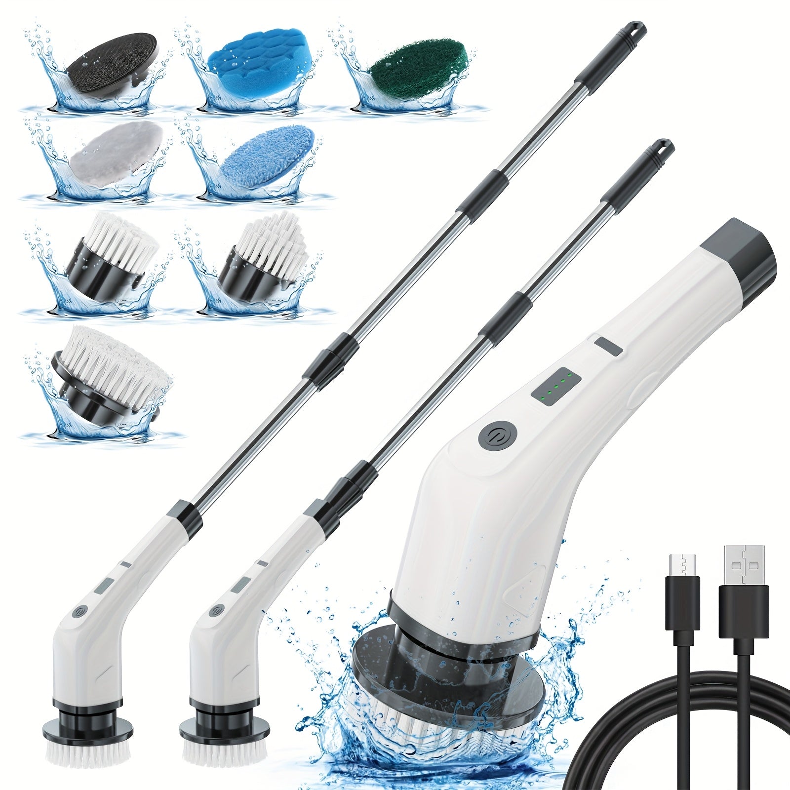 7-in-1 Electric Cleaning Brush with Telescopic Handle - Multifunctional Power Scrubber for Kitchen, Bathroom & Floor Cleaning 2025