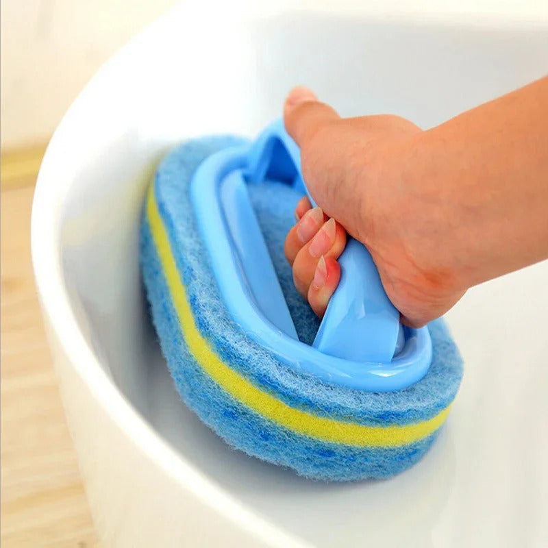 Magic Sponge Cleaning Brush with Handle - Multi-Surface Scrubber for Kitchen, Bathroom & Windows