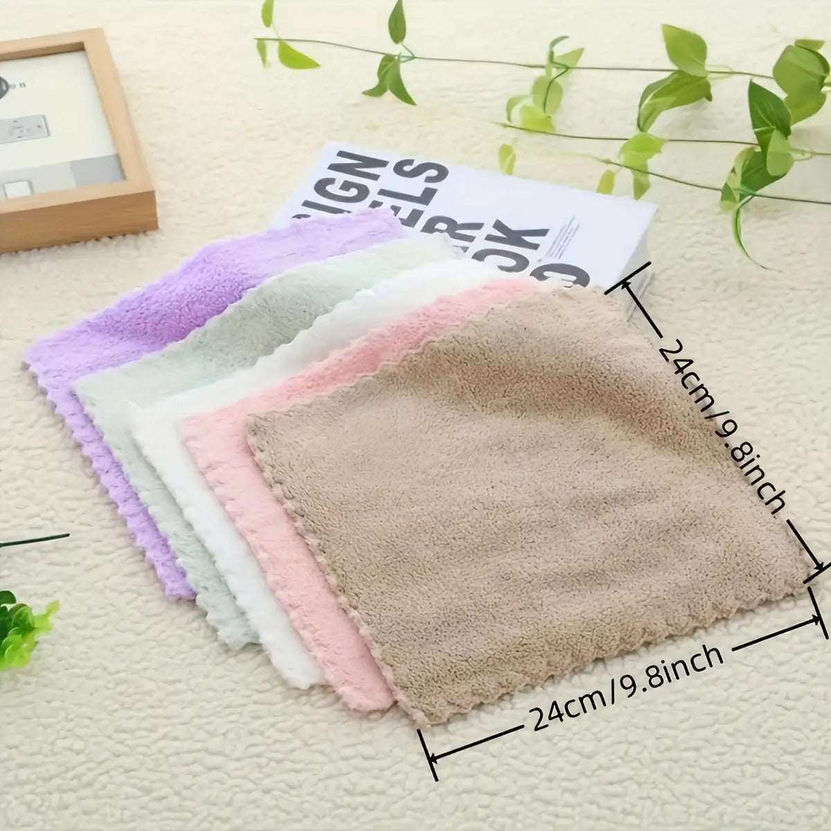 20pcs Solid Color Washcloth Set – Soft, Absorbent Small Towels for Home & Bathroom, 9.8" x 9.8"