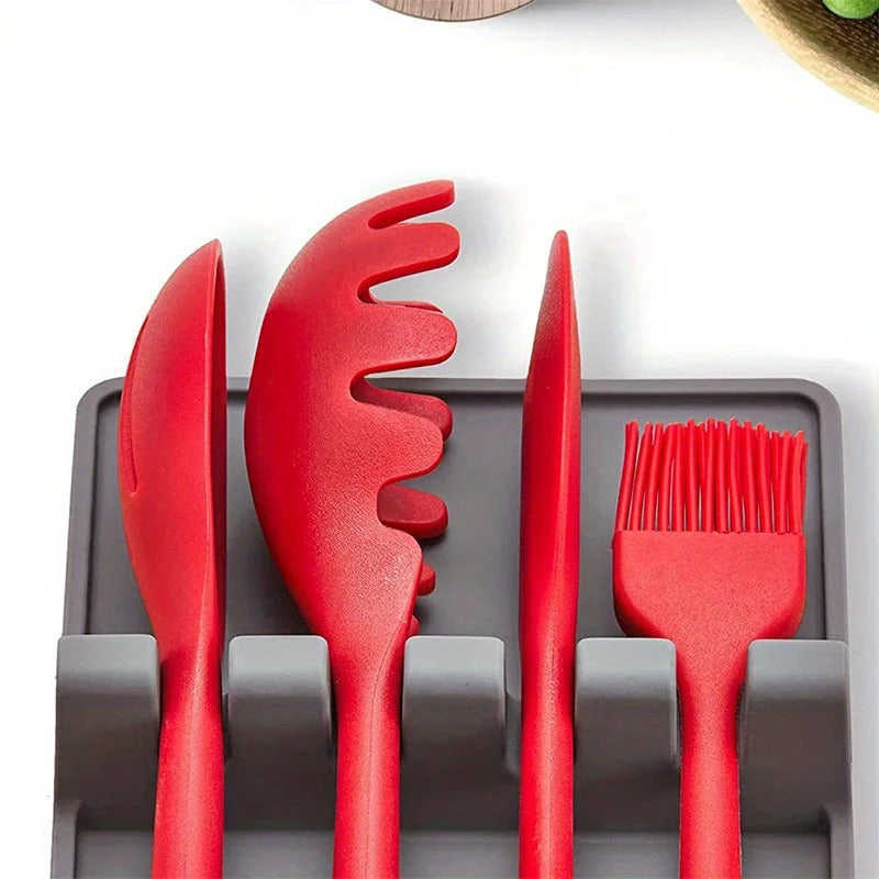 Non-Slip Silicone Tableware Drying Rack - Multifunctional Utensil Organizer for Forks, Spatulas & More