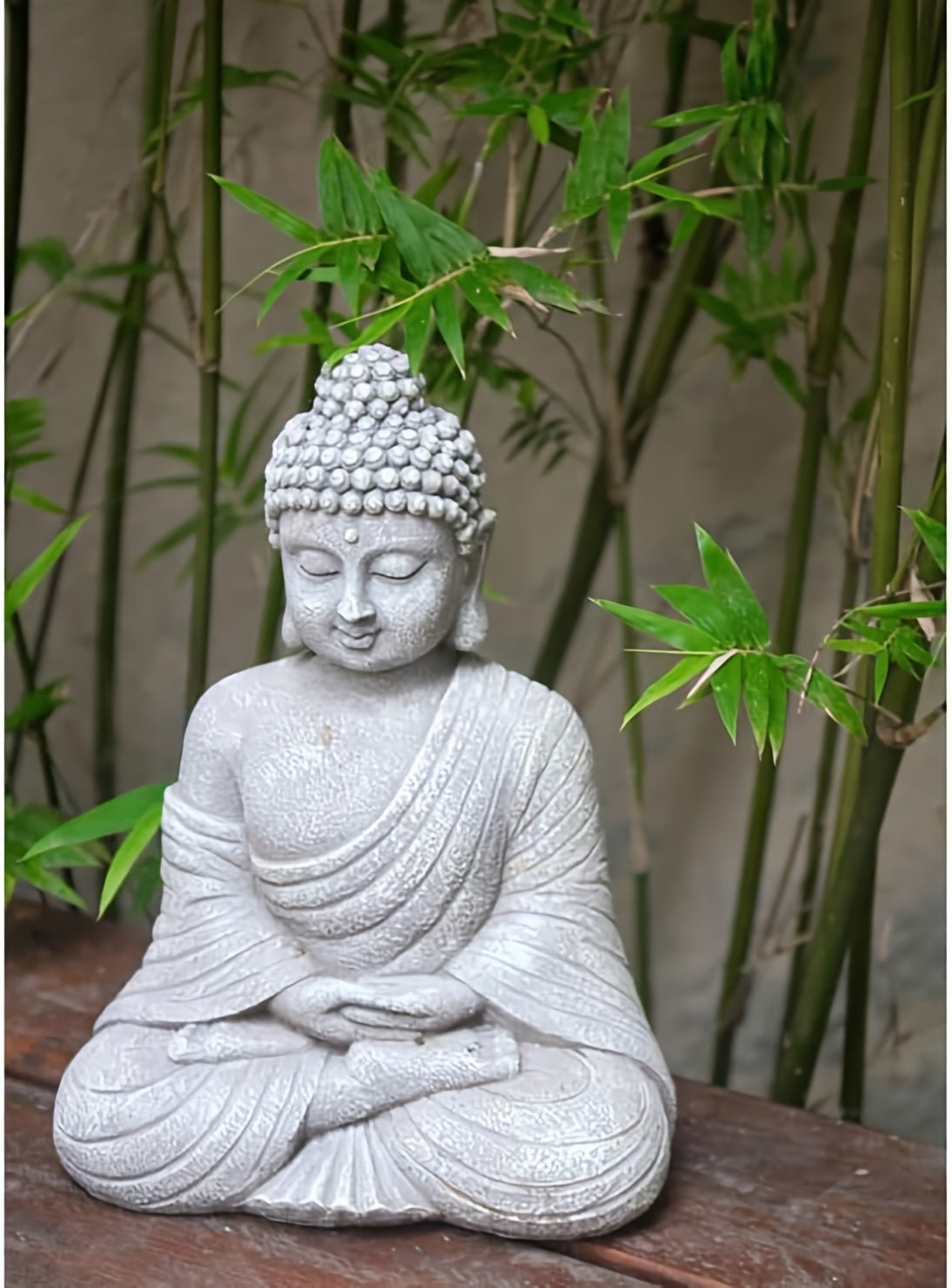 Gray Resin Buddha Statue – Zen Garden & Meditation Decor for Home, Indoor & Outdoor Use